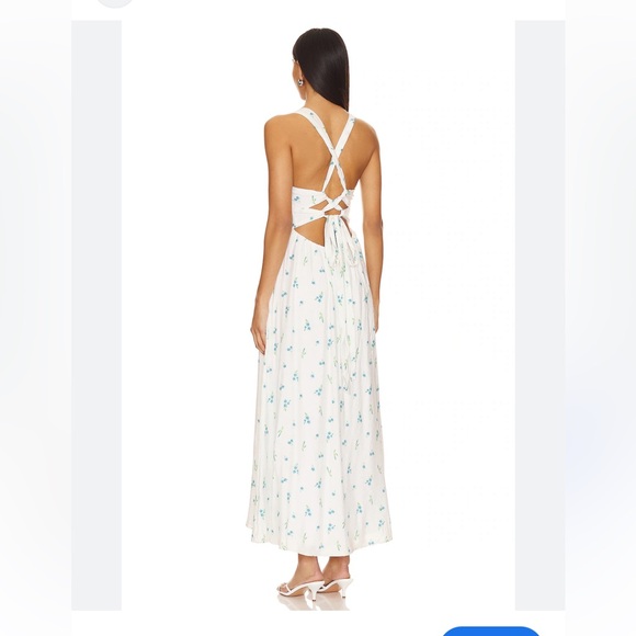 Show me your MUMU x Revolve Marmont midi bluebell ditsy dress size L NWT - Picture 1 of 11